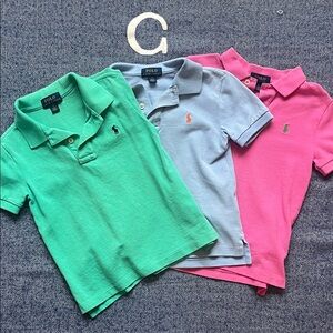 Bundle of Polo by Ralph Lauren Kids Polo Shirts - Mint, Light Blue, Pink